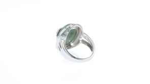Green Jade Elephant Ring in Sterling Silver