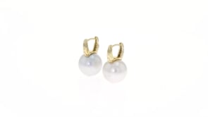 12.5-13mm Cultured South Sea Pearl and .16 ct. t.w. Diamond Earrings in 18kt Yellow Gold