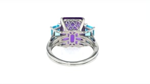 4.80 Carat Amethyst and 1.80 ct. t.w. Swiss Blue Topaz Ring in Sterling Silver
