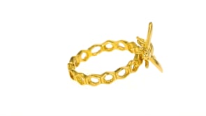 Italian 18kt Gold Over Sterling Bee Honeycomb Ring