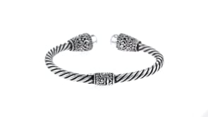 Balinese 10-10.5mm White Cultured Pearl Cuff Bracelet in Sterling Silver