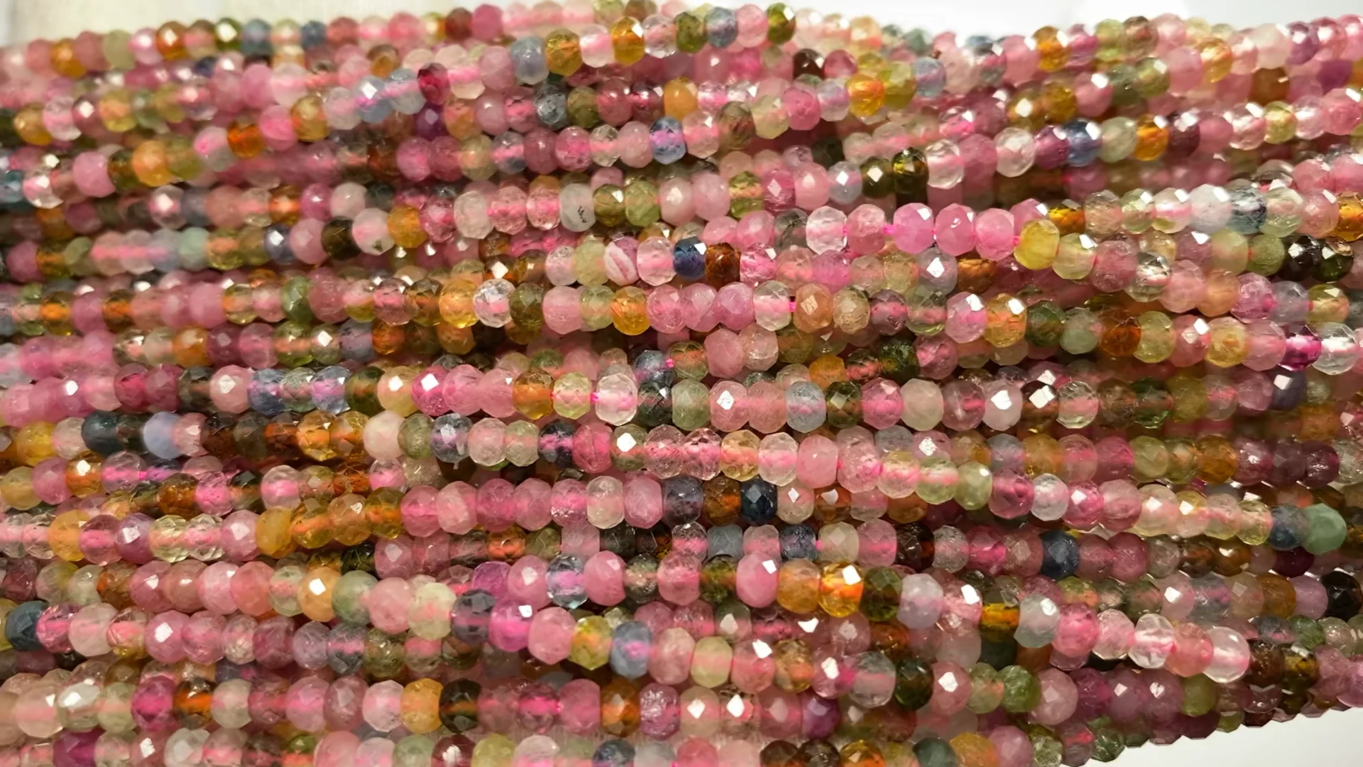 1740. トルマリンボタンカット18本連売り トルマリン ミックスカラー ボタンカット ブレスレット No.12 最高級