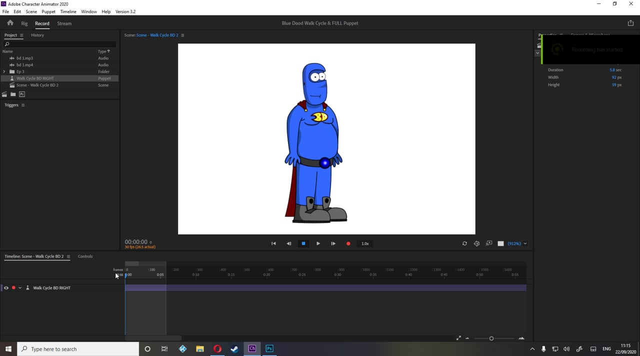 Adobe Character Animator walking issue TEMP VIDEO