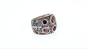 2.50 ct. t.w. Multi-Stone Bali-Style Ring in 14kt Yellow Gold and Sterling Silver