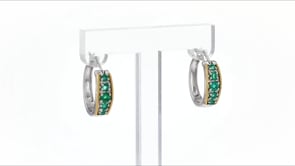 Emerald and Diamond-Accented Hoop Earrings in Sterling Silver with 14kt Yellow Gold. 34
