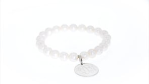 8-8.5mm Cultured Pearl Bracelet with Sterling Silver Personalized Disc Charm