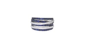 1.00 ct. t.w. Sapphire and .15 ct. t.w. Diamond Highway Ring in Sterling Silver