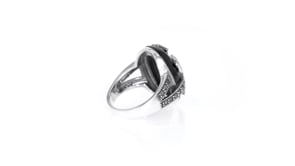 Onyx and Marcasite Star Cocktail Ring in Sterling Silver