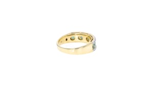 90 ct. t.w. Emerald and .30 ct. t.w. White Zircon Ring in 14kt Gold Over Sterling