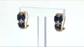 3.90 ct. t.w. Sapphire Earrings with Diamond Accents in 14kt Yellow Gold