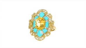 2.60 Carat Citrine and .30 ct. t.w. White Topaz Ring with Blue Enamel in 18kt Gold Over Sterling