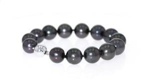 10mm Black Cultured Tahitian Pearl Bracelet with 14kt White Gold