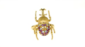 49 ct. t.w. Multi-Gemstone Beetle Ring in 18kt Gold Over Sterling