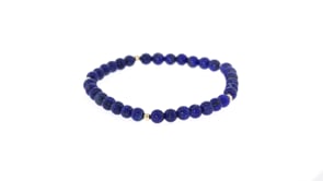 Blue Lapis Jewelry Set Five Beaded Bracelets with 14kt Yellow Gold