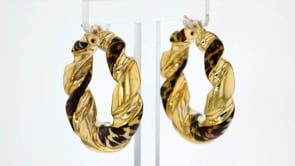 Italian Leopard-Print Enamel Hoop Earrings in 18kt Gold Over Sterling. 1 58