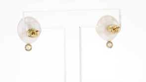 Cultured Baroque Pearl and .10 ct. t.w. Diamond Earrings in 14kt Yellow Gold