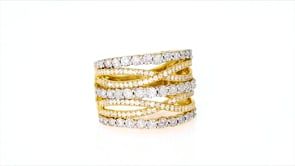1.00 ct. t.w. Diamond Multi-Row Ring in 18kt Gold Over Sterling