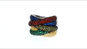 1.70 ct. t.w. Multicolored CZ Crisscross Ring in Sterling Silver
