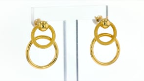 Italian 18kt Yellow Gold Open-Circle Drop Earrings