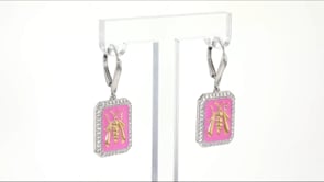 White Topaz and Pink Enamel Bee Drop Earrings in Sterling Silver and 18kt Gold Over Sterling