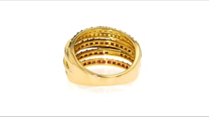 90 ct. t.w. Ruby and .15 ct. t.w. Diamond Highway Ring in 18kt Gold Over Sterling