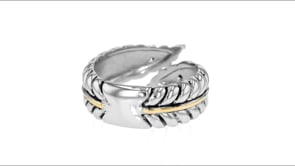 Sterling Silver and 14kt Yellow Gold Leaf Bypass Ring