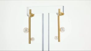4-7mm Cultured Pearl Linear Bar Drop Earrings in 14kt Yellow Gold
