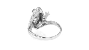 Sterling Silver Frog Ring with Multi-Gemstone Accents