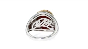 Red Coral Ring in Sterling Silver and 14kt Yellow Gold