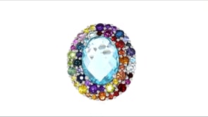 12.70 ct. t.w. Multi-Gemstone Halo Ring in Sterling Silver