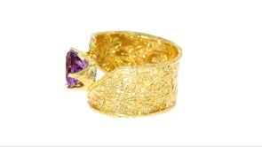 1.50 Carat Amethyst Bypass Ring in 18kt Gold Over Sterling