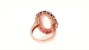 12.00 Carat Rose Quartz and 6.30 ct. t.w. Rhodolite Garnet Ring in 18kt Rose Gold Over Sterling