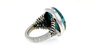 Oval Turquoise Ring in Sterling Silver Wirework