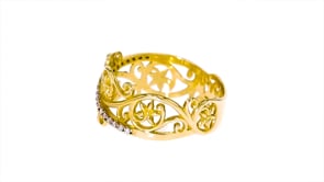 11 ct. t.w. Diamond Openwork Floral Ring in 14kt Yellow Gold