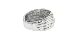 Sterling Silver and 18kt Gold Over Sterling X Ring