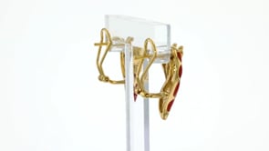 Orange Enamel Giraffe Earrings with Diamond Accents in 18kt Gold Over Sterling