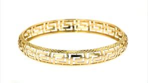 Italian 14kt Yellow Gold Cut-Out Greek Key Bangle Bracelet