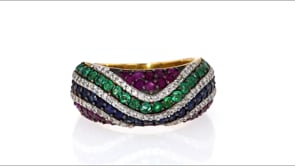 2.00 ct. t.w. Multi-Gemstone Wave Ring in 18kt Gold Over Sterling