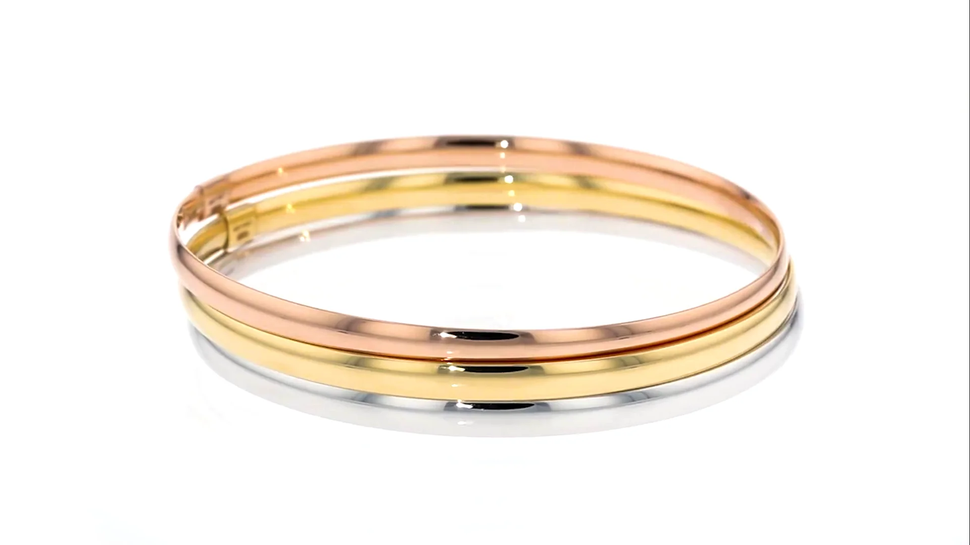 Italian 14kt Tri-Colored Gold Jewelry Set: Three Bangle Bracelets