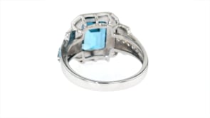 3.10 ct. t.w. London Blue and White Topaz Ring with Blue Enamel in Sterling Silver