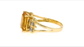 2.80 Carat Citrine Ring with Diamond Accents in 14kt Yellow Gold