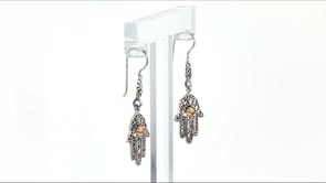 Sterling Silver Hamsa Hand Drop Earrings