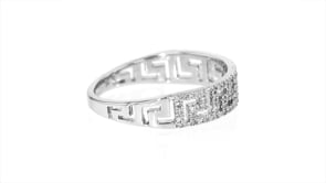20 ct. t.w. Diamond Greek Key Ring in 14kt White Gold
