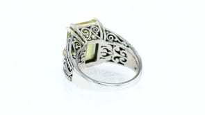 6.50 Carat Lemon Quartz Scroll Ring in Sterling Silver with 18kt Yellow Gold