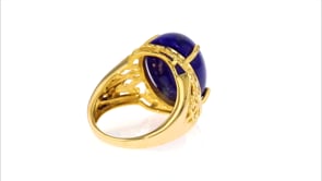 Lapis Open-Space Scrollwork Ring in 18kt Gold Over Sterling