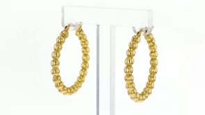 Italian 14kt Yellow Gold Beaded Hoop Earrings. 1 14