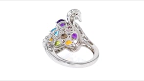 2.70 ct. t.w. Multi-Gemstone Swan Ring in Sterling Silver