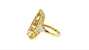 12.00 Carat Lemon Quartz and .30 ct. t.w. White Zircon Ring in 18kt Gold Over Sterling