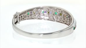 4.50 ct. t.w. Multicolored CZ and White Enamel Bangle Bracelet in Sterling Silver