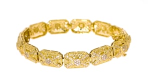 1.00 ct. t.w. Diamond Vintage-Inspired Bracelet in 18kt Gold Over Sterling